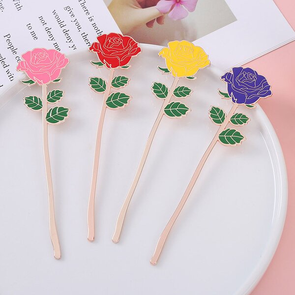 Metal Bookmarks Factory - Valentine's Day Gift Rose Custom Enamel Metal