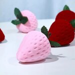 Jewelry Velvet Box Supplier - Red Strawberry Ring Earrings High-grade Flocking