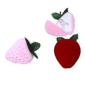 Jewelry Velvet Box Supplier - Red Strawberry Ring Earrings High-grade Flocking