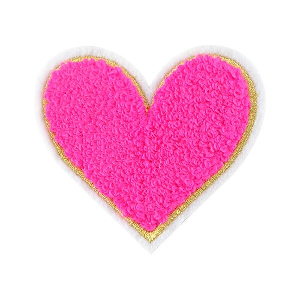 Chenille Patches Supplier - Colorful 7.5cm Heart DIY Dress Pants Bag