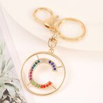 Key Chain Manufacturer - Gold Rhinestone Metal Hollow Alphabet Initial Letter