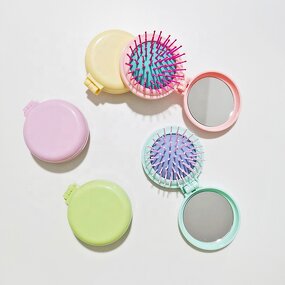 Travel Hair Brush Mirror Supplier - Custom Logo Round Folding Pocket with Comb