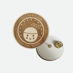 Wood Lapel Pins Supplier - Custom Laser Engraving Brooch ID Name Badge