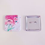 Pin Badges Supplier - Custom Name Tag Holographic Metal Square Tin