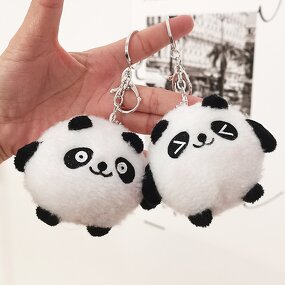Plush Toy Keychain Manufacturer - Cute Fluffy Mini Panda Doll Backpack Pendant