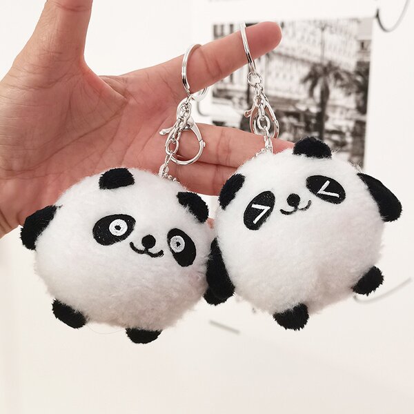 Plush Toy Keychain Manufacturer - Cute Fluffy Mini Panda Doll Backpack Pendant