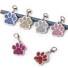 Pet Collar Name Tag Manufacturer - Personalized Glitter Paw Cat Dog Sublimation