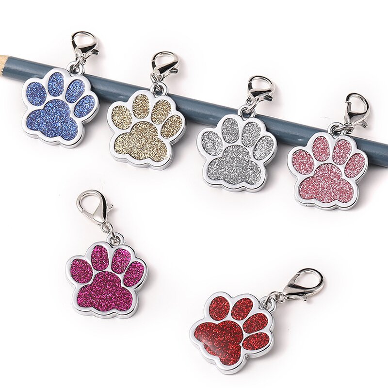 Pet Collar Name Tag Manufacturer - Personalized Glitter Paw Cat Dog Sublimation