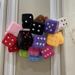 Plush Dice Keychain Supplier - 3-Inch Heart Embroidered Retro Square Car Mirror