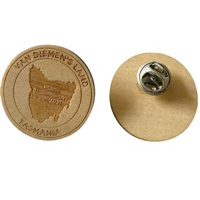 Wood Lapel Pins Supplier - Custom Laser Engraving Brooch ID Name Badge
