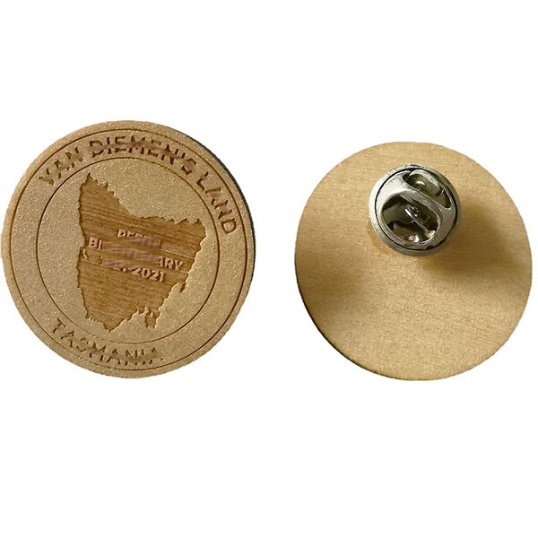 Wood Lapel Pins Supplier - Custom Laser Engraving Brooch ID Name Badge