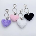 Plush Keychain Manufacturer - Cute Heart Shaped Bag Pendant Fluffy Pom Pom