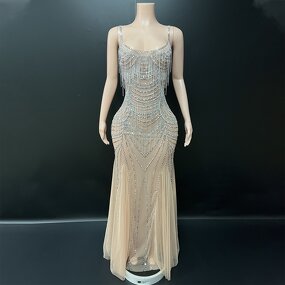 Rhinestone Prom Dress Factory - OEM/ODM Novance Y6 Tassels Puffy Princess Spaghetti Strap Wedding
