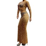 Gold Trending Dress Manufacturer - OEM/ODM Novance Y2010 2021 New Arrivals Perspective Rhinestone Long