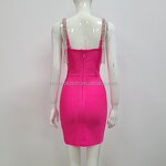 Women Dresses Factory - OEM/ODM Novance 2022 Trending Elegant Sexy Low Cut Turkey Pink Shiny