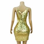 Hot Products Dress Factory - OEM/ODM Novance Y4491 Golden Irregular Mirror-like Sequins Cocktail