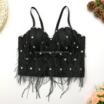 Christmas Tassel Top Factory - OEM/ODM Novance Beads Pink Feather Suspenders Inner Bottoming Short