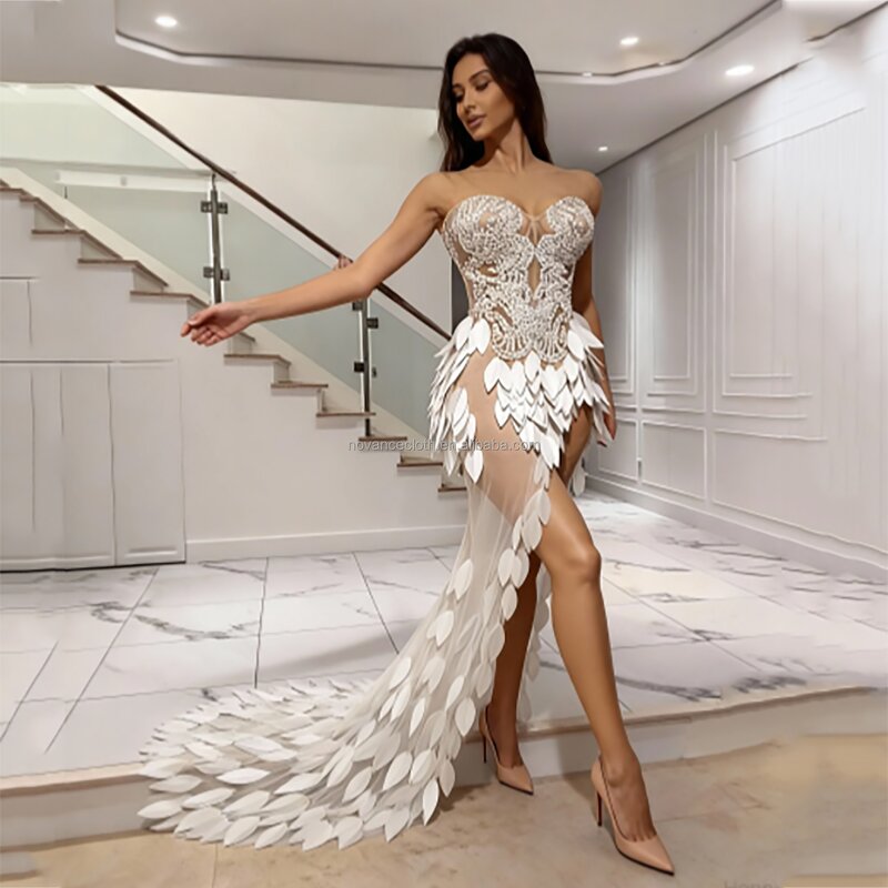 Club Dress Manufacturer - OEM/ODM Novance Y5483 Hot 2025 Lady High Slit Sequined Evening