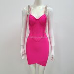 Women Dresses Factory - OEM/ODM Novance 2022 Trending Elegant Sexy Low Cut Turkey Pink Shiny