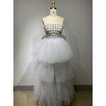 Dropshipping Products Factory - OEM/ODM NOVANCE 2023 Shiny Diamonds White Tube Top Front Short