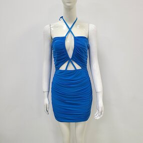 New Arrivals Women Clothes Manufacturer - OEM/ODM NOVANCE 2023 Trendy Blue Stretchy Hallow Out Sexy
