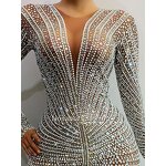 Women Rhinestones Dress Manufacturer - OEM/ODM NOVANCE Pearls Mesh Birthday Evening Celebrate Party