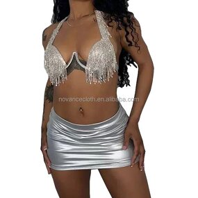 Plus Size Lingerie Manufacturer - OEM/ODM Nocance Sexy Diamond Bra Tassel Tape Sequin Glitter