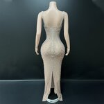 Spaghetti Strap Evening Dress Manufacturer - OEM/ODM Novance Y7 Sexy Luxurious Silver Rhinestones Long