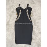 Vintage Dress Factory - OEM/ODM NOVANCE B3165-B Fall 2022 Graceful Sexy Deep V Blingbling Crystal