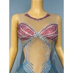 Trending Clothes Manufacturer - OEM/ODM Novance Y5353 Sparkly Rhinestones Blue Evening Gown Side Slit