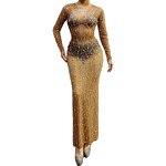 Gold Trending Dress Manufacturer - OEM/ODM Novance Y2010 2021 New Arrivals Perspective Rhinestone Long
