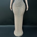 Spaghetti Strap Evening Dress Manufacturer - OEM/ODM Novance Y7 Sexy Luxurious Silver Rhinestones Long