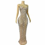Dubai Evening Dress Factory - OEM/ODM Novance Y5235 Wedding Party Gowns Sleeveless Silver Prom