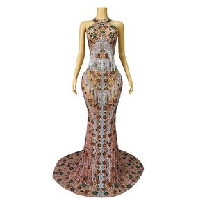 Top Selling Prom Dress Manufacturer - OEM/ODM Novance Y4214 Rhinestones Tassels Elegant Long Mermaid