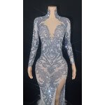 Shipping Dropship Dress Factory - OEM/ODM NOVANCE Sparkling Diamonds Sexy Slit Long Gray Color