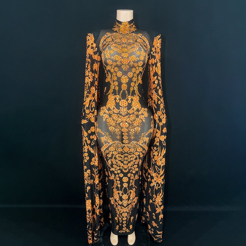 Women's Dresses Manufacturer - OEM/ODM NOVANCE New Arrivals 2023 Oronge Crystals Muslim Evening