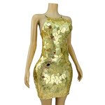 Hot Products Dress Factory - OEM/ODM Novance Y4491 Golden Irregular Mirror-like Sequins Cocktail