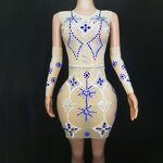 Cocktail Dress Manufacturer - OEM/ODM NOVANCE Women Shiny Diamonds Sexy Short Blue