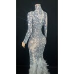 Shipping Dropship Dress Factory - OEM/ODM NOVANCE Sparkling Diamonds Sexy Slit Long Gray Color