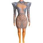 Evening Dresses Manufacturer - OEM/ODM NOVANCE High Neck Glittering Crystals Mini Sexy