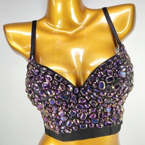 Shiny Diamond Top Factory - OEM/ODM NOVANCE 2023 Purple Deep V Sexy Hot Girls Performance Wear
