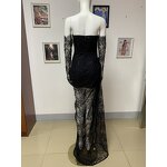 Trendy Items Manufacturer - OEM/ODM NOVANCE High Slit Sexy Tube Top Black Earl Sheer Lace Dress