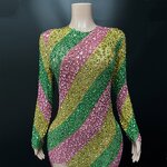 Rhinestone Evening Dress Factory - OEM/ODM Novance Y3285 Colorful Shining Long Sleeve Sexy