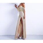 Ladies Party Dress Factory - OEM/ODM Bling Gold Sequin Luxury Long Bridesmaid Sequin Evening