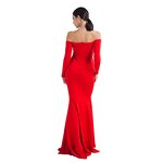 Women's Fashion Dress Manufacturer - OEM/ODM Red Sexy Off Shoulder Long Tube Beading Evening