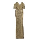 Ladies Party Dress Factory - OEM/ODM Bling Gold Sequin Luxury Long Bridesmaid Sequin Evening
