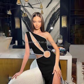 Unique Product Dress Manufacturer - OEM/ODM Novance B3259 Black Hot Hollow Out Formal Shiny Crystal