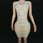Pleated Evening Dress Factory - OEM/ODM NOVANCE Sexy Sheer Shiny Diamonds Luxury Beading