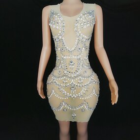 Pleated Evening Dress Factory - OEM/ODM NOVANCE Sexy Sheer Shiny Diamonds Luxury Beading