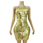 Hot Products Dress Factory - OEM/ODM Novance Y4491 Golden Irregular Mirror-like Sequins Cocktail
